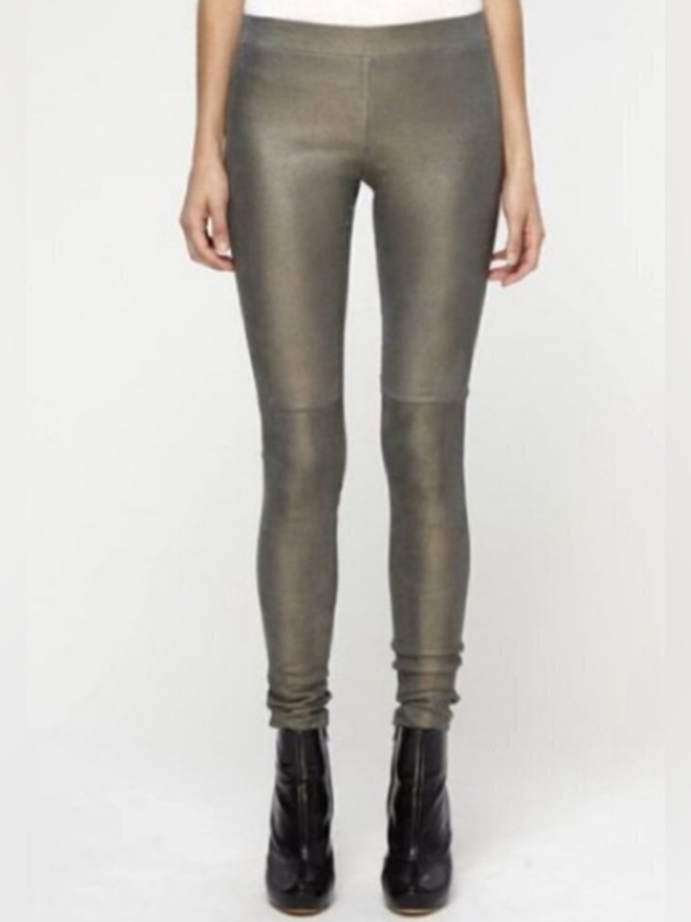Vince 100% leather Metallic Antique Gold Pull on Leggings